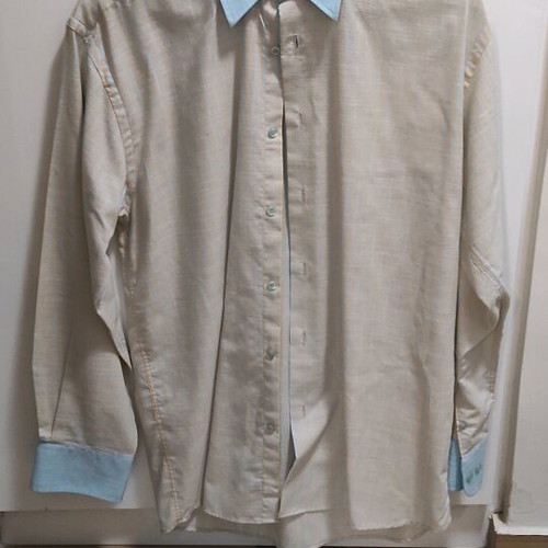 Makis Tselios linen shirt like new, size S, beige and turquoise