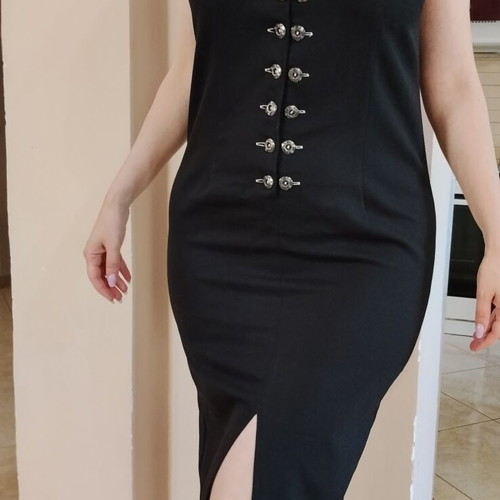 Dress with Buttons and Slit like new, black, size M
