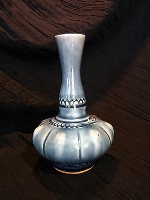 Vintage Handmade Ceramic Vase Blue 16 cm like new