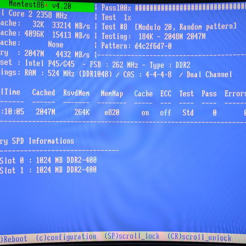 Supertalent 2GB DDR2 memory kit used, 2x1GB DDR800