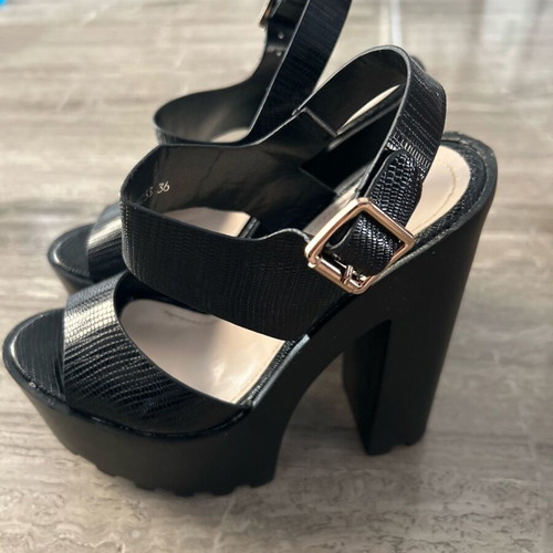 Black high sandals used size 36, 14.5 cm heel