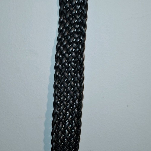 Braided belt used, adjustable, dark brown-gray metallic