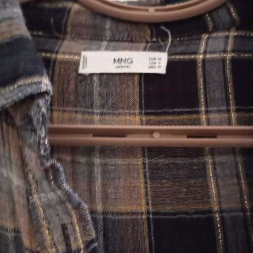 Mango checked shirt like new, size M, black and beige