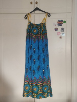 Esquivo Athens summer dress used, blue and yellow
