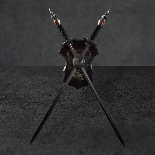 Decorative swords with stand like new, 90cm metal and wood