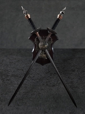 Decorative swords with stand like new, 90cm metal and wood