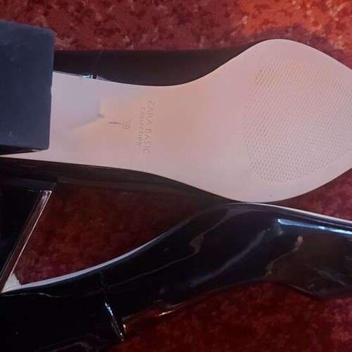 Zara Black Patent Pumps New Size 39 With Chunky Heel