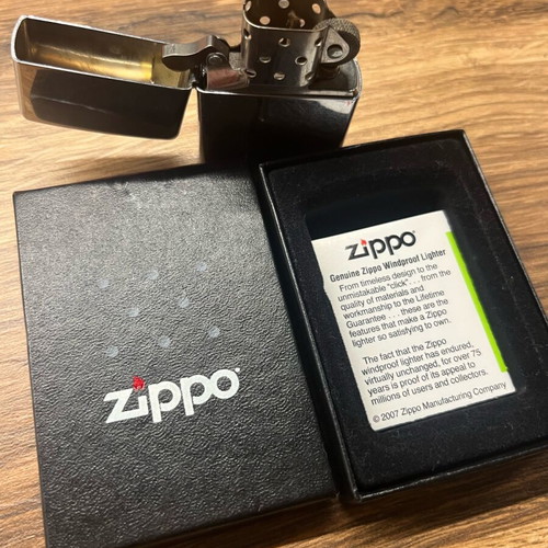 Zippo windproof lighter used, original USA, with box and card