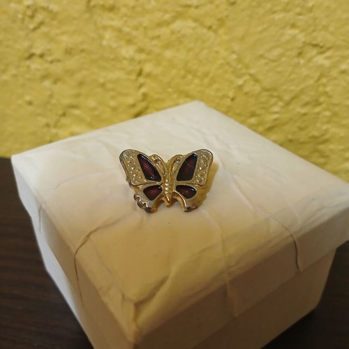 Butterfly brooch used with enamel in gold color