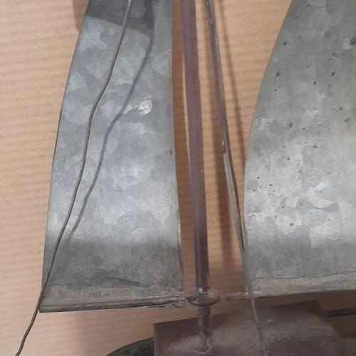 Metal Handmade Ship used, height 20cm length 23cm