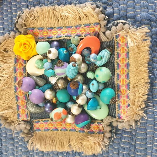 Handmade blue shoulder beach bag custom order