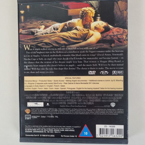 City of Angels DVD, romance drama with Nicolas Cage and Meg Ryan