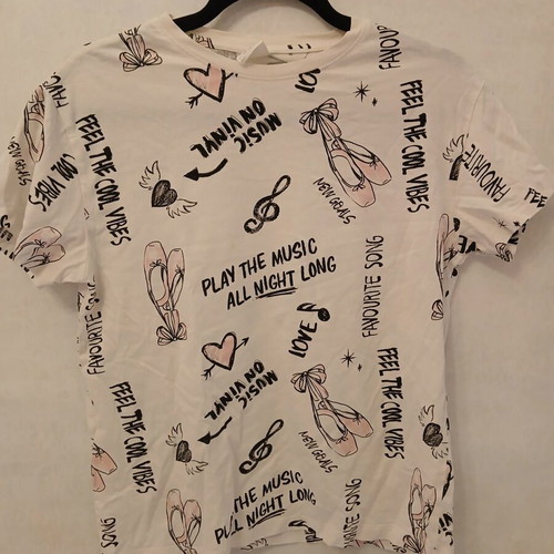 Zara white all-over print T-shirt size XS like new