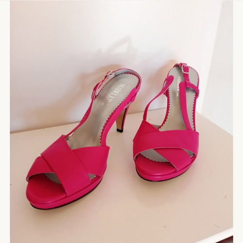 Madeleine vintage slingback leather high heel sandals size 41 bright fuchsia