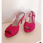 Madeleine vintage slingback leather high heel sandals size 41 bright fuchsia