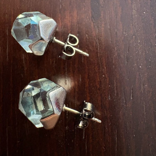 Avon women's stud earrings like new, transparent with pale green-blue tint
