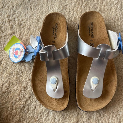 Grünland Junior Luce Silver Flip-Flop Sandals Size 34 New