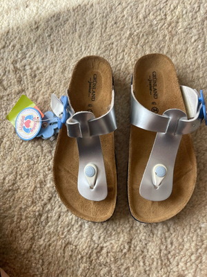 Grünland Junior Luce Silver Flip-Flop Sandals Size 34 New