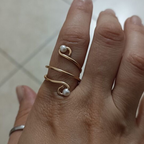 Ring handmade from scratch, pink gold with pearls, new