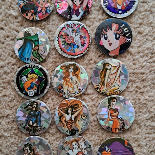 Zodiac and love badges used, pack of 15 pieces