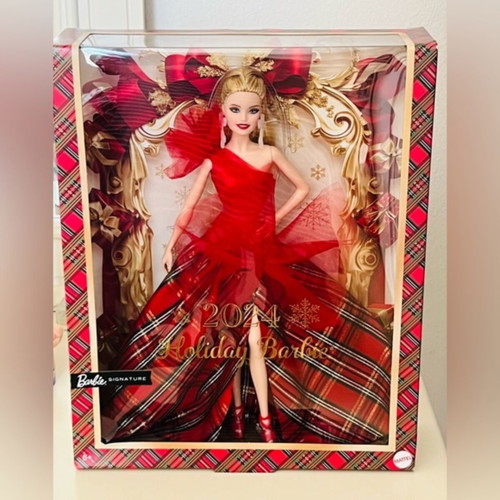 Mattel 2024 Holiday Barbie Platinum Blonde doll, Barbie Signature