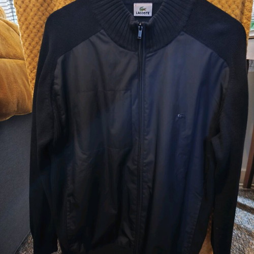 Lacoste men's blue knitted jacket with zipper like new size L