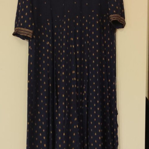 Cotton maxi kaftan dress used, navy blue with gold details