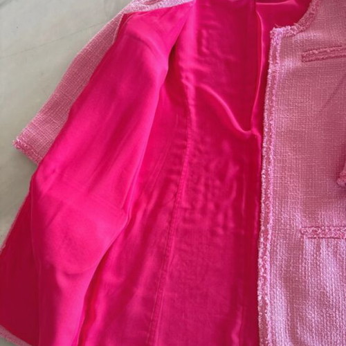 Zara tweed jacket manteau with 3/4 sleeves like new, pink, size M