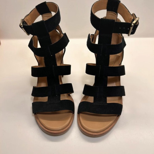 Ugg Macayla Leather Heeled Sandals black suede size EU 38.5 like new
