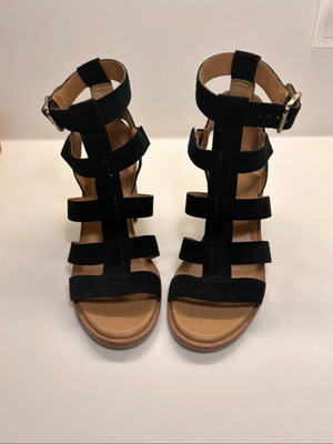 Ugg Macayla δερμάτινα πέδιλα με τακούνι μαύρο σουέντ μέγεθος 38.5 σαν καινούργιο