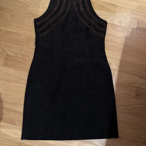 Day dress Small like new, black with metallic stripes