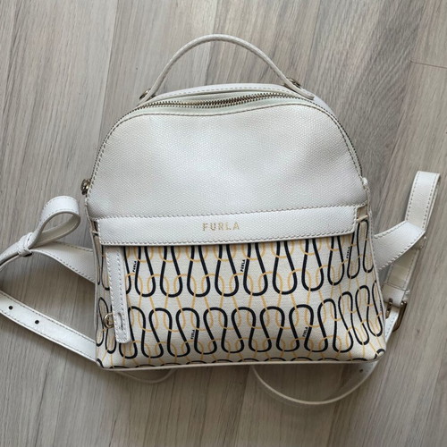 Furla backpack used, beige with front accessory option