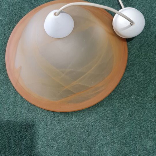 Ceiling light glass porcelain orange, like new, with E27 socket and LED bulb