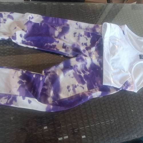 Body Move sports set 3 pieces like new, size 10-12 years, purple tie-dye