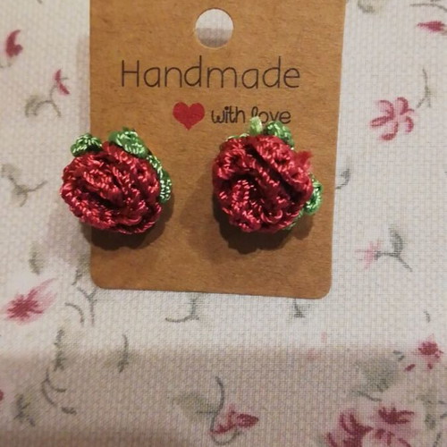 Rose earrings handmade, new
