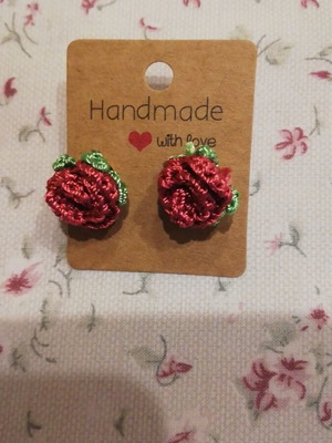 Rose earrings handmade, new