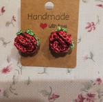 Rose earrings handmade, new