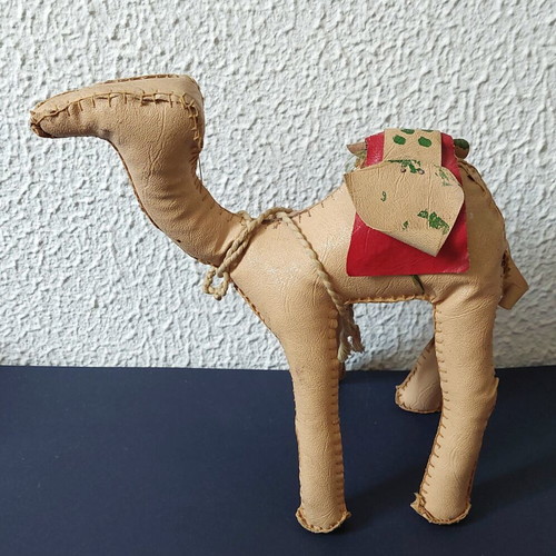Vintage handmade leather camel figurine