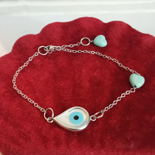 Silver 925 bracelet with turquoise beads, like new, adjustable size