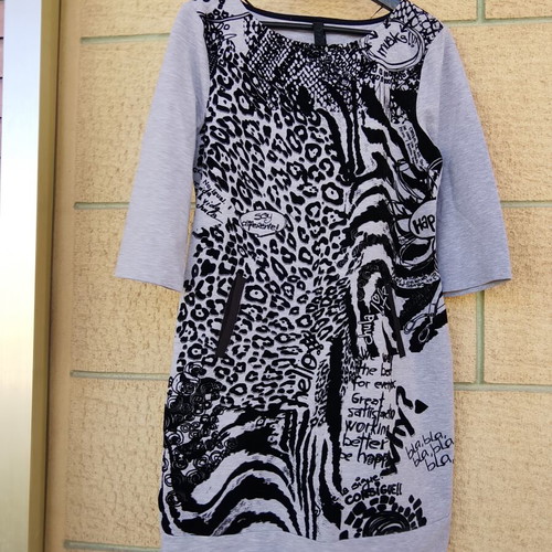 Desigual women's casual dress with patchwork and animal print