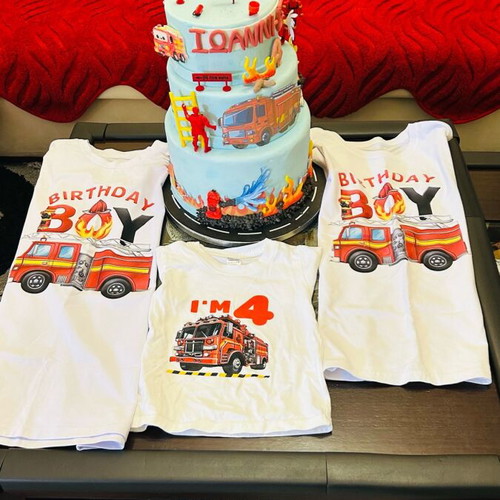 Fake Firefighter Cake with T-Shirts Set used