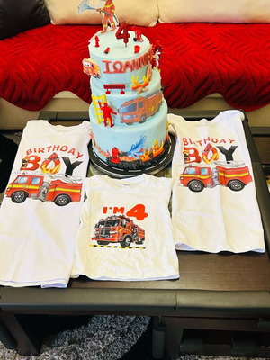 Fake Firefighter Cake with T-Shirts Set used