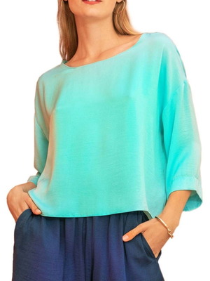 Moutaki women's blouse turquoise like new