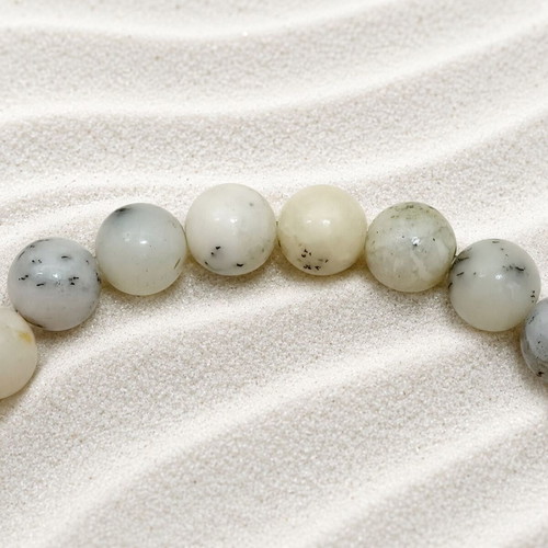 Handmade elastic bracelet with white opal, new