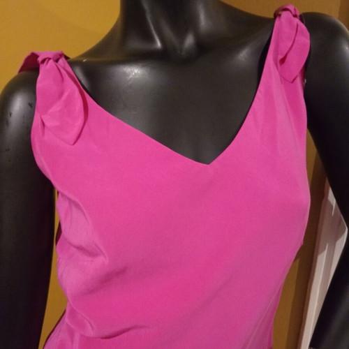 Laura Ashley sleeveless silk dress fuchsia, size UK 10, new