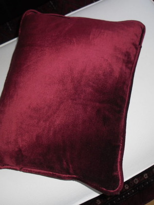 Velvet pillow used, burgundy, 45x33 cm