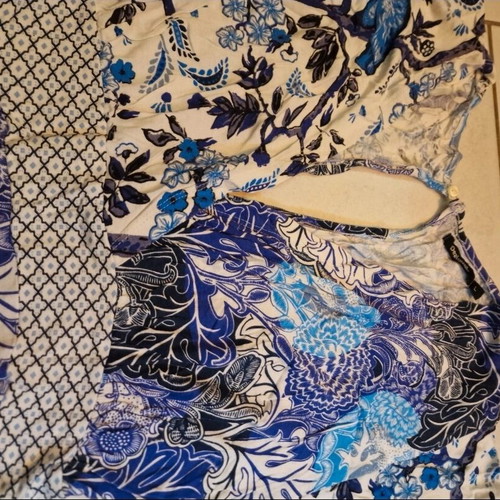 Desigual dress like new, boho chic in blue, purple and white