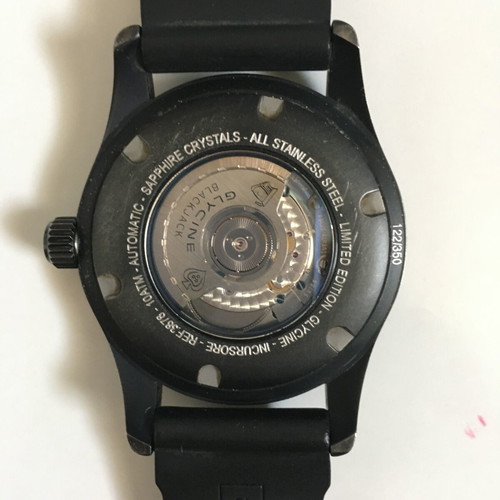 Glycine Incursore Blackjack Automatic watch 46mm, black rubber strap