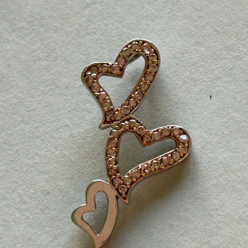 Silver heart with pink beads like new