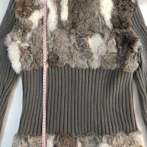 On Line women's cardigan with faux fur like new, grey and brown